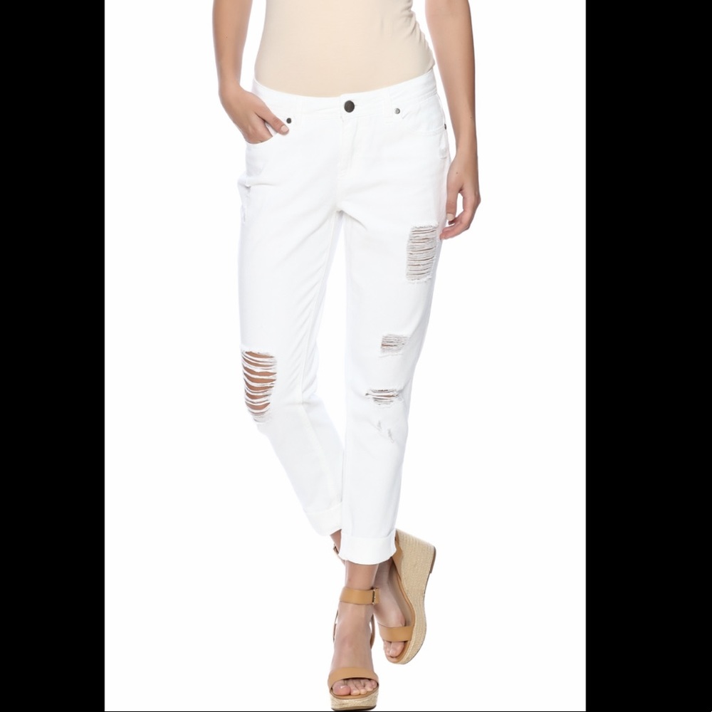 Elan white cropped jeans 100% cotton no stretch